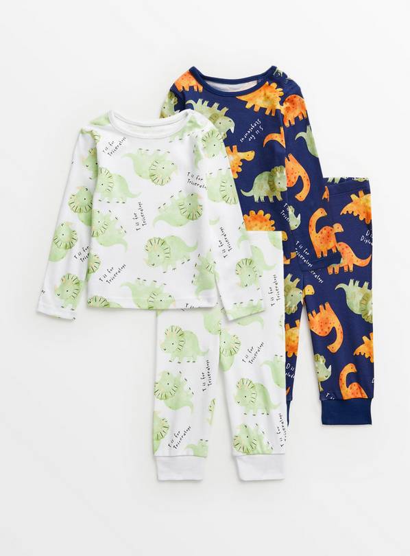 Navy & Cream Dinosaur Pyjamas 2 Pack 12-18 months